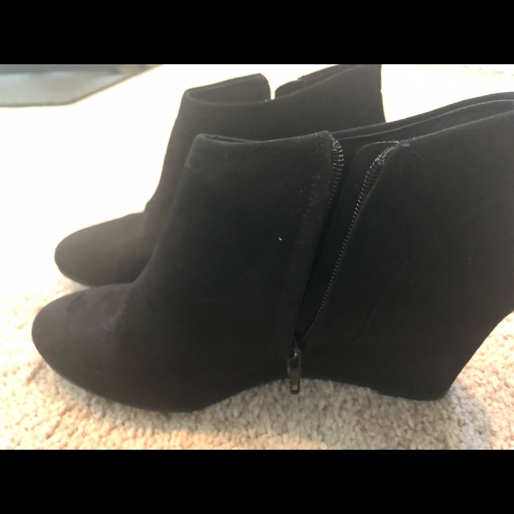 Black wedge booties
